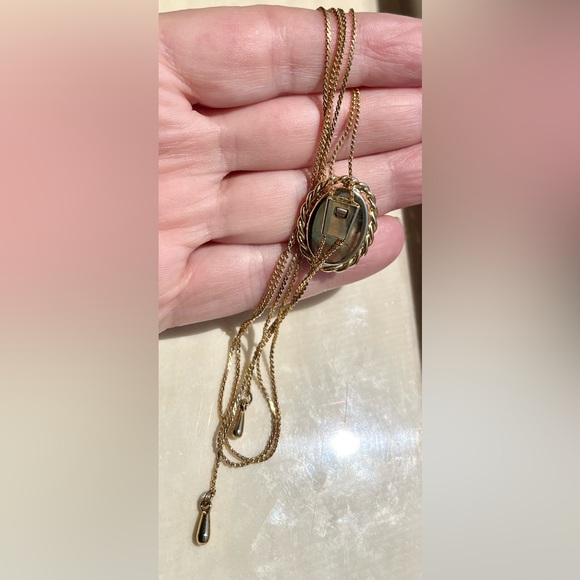 Vintage flower cameo style w/lariat chain / matching bracelet Sz 7 - Picture 8 of 12